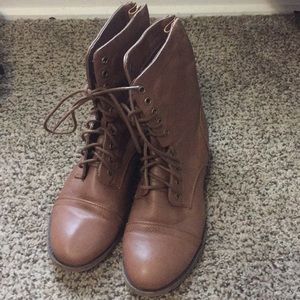 Tan combat boots